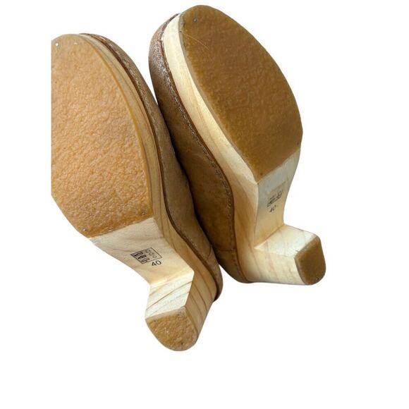 Free People Monroe Clogs size EU 40 US 8.5 Chunky Gold Foiled Tan Patent Leather - Picture 9 of 13